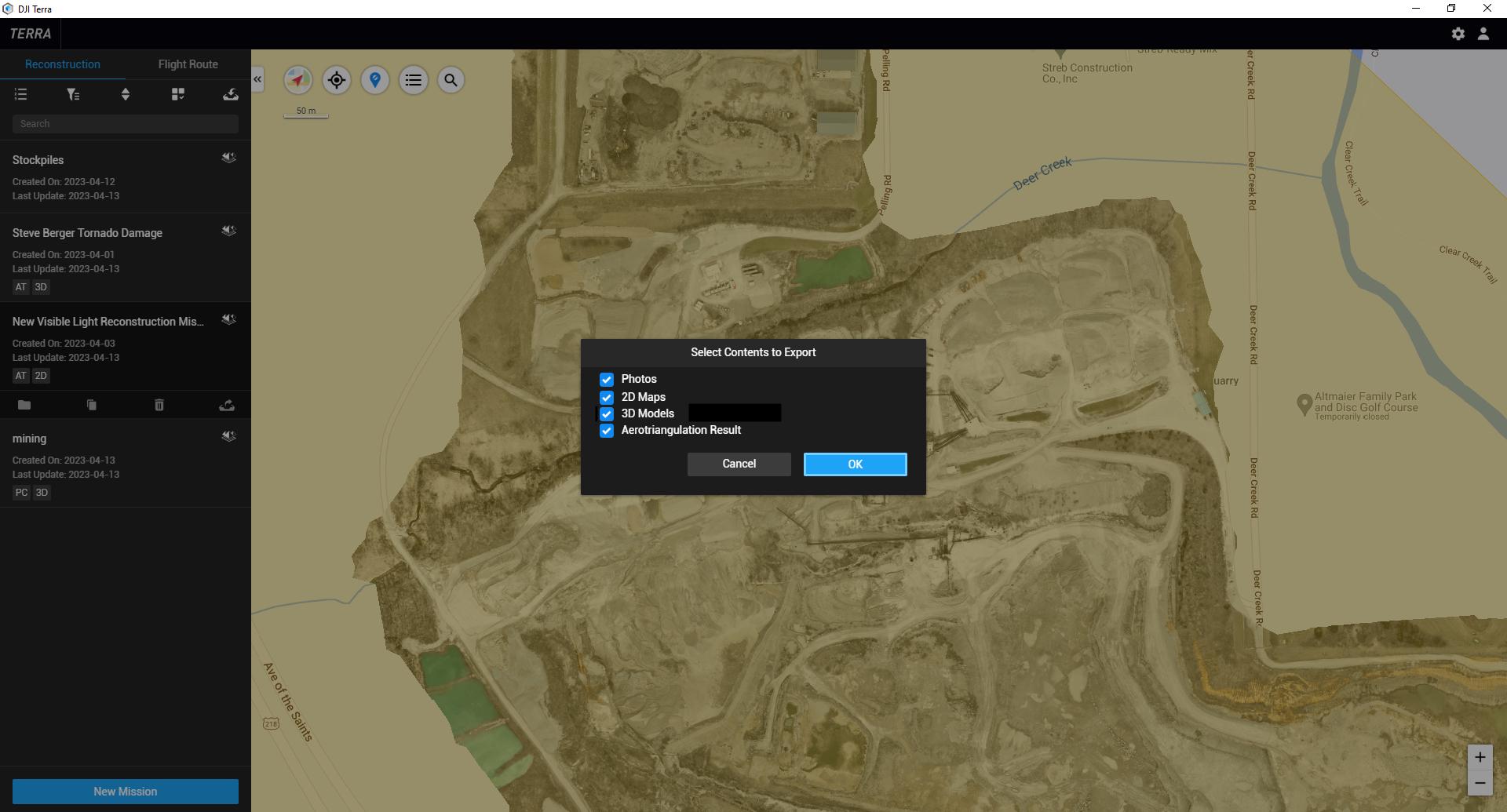 Stockpile Measurements with DJI Enterprise Drones and DJI Terra - Exporting
