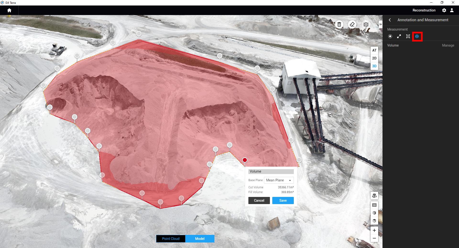 Stockpile Measurements with DJI Enterprise Drones and DJI Terra - Base Plane